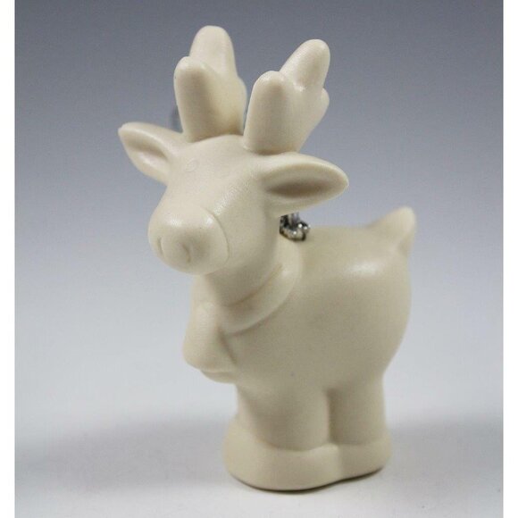 Provo Craft Lot of 4 Bisque Porcelain Ornaments Heart Jingle Bells Reindeer EUC - Picture 6 of 11